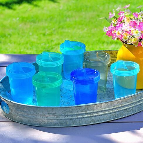 Youngever 7 Pack Kids Sippy Cups, Sippy Cups for Infant, Kids, Toddler, 7 Coastal Colors Sippy Cups in Saudi Arabia
