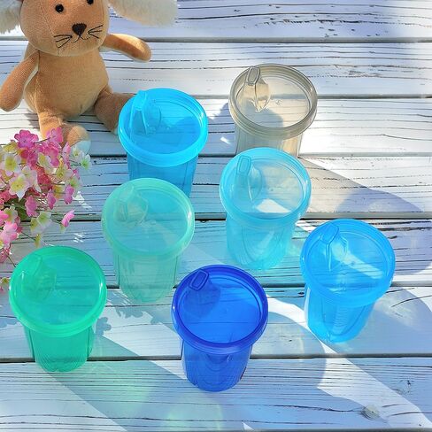 Youngever 7 Pack Kids Sippy Cups, Sippy Cups for Infant, Kids, Toddler, 7 Coastal Colors Sippy Cups in Saudi Arabia