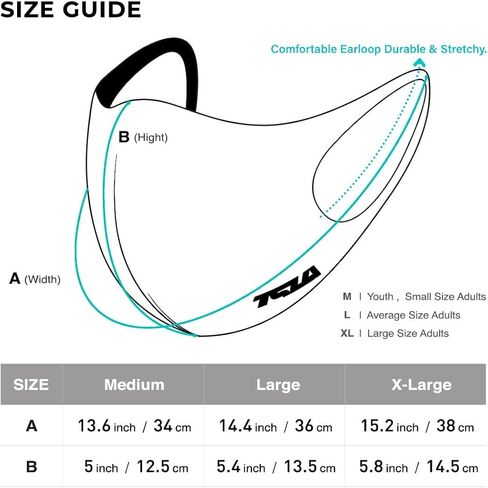 قناع الوجه النحاسي للرجال والنساء من TSLA، أقنعة وجه قابلة للغسل وقابلة لإعادة الاستخدام، عامل حماية من الأشعة فوق البنفسجية 50+ قناع خفيف الوزن للتنفس، مقاس X-Large in Kuwait