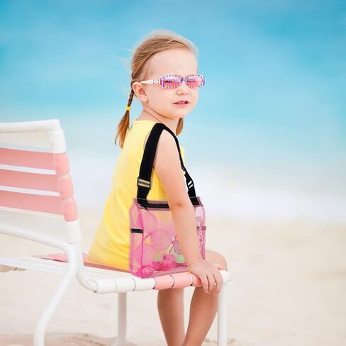 4 Pieces Beach Toys Mesh Bags with Zipper Sand Toys Colorful Beach Tote Organizer Seashell Collecting Mesh Storage for Kids Boys and Girls in Saudi Arabia