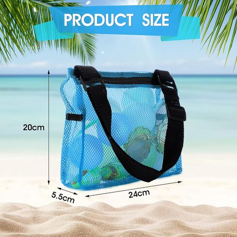 4 Pieces Beach Toys Mesh Bags with Zipper Sand Toys Colorful Beach Tote Organizer Seashell Collecting Mesh Storage for Kids Boys and Girls in Saudi Arabia