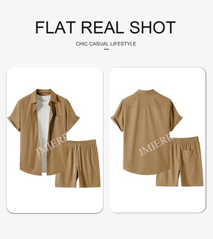 JMIERR Men's 2 Piece Outfits Casual Button Down Short Sleeve Shirts Shorts Summer Beach Sets in Saudi Arabia
