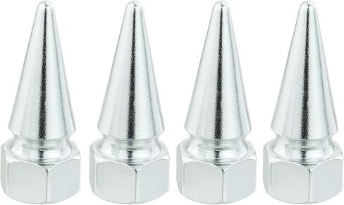 أغطية صمامات Lunsom Spike لإطارات الهواء وغطاء حافة حافة ملحقات الألومنيوم تناسب معظم المركبات والشاحنات والدراجات النارية (4 قطع فضية) in Saudi Arabia