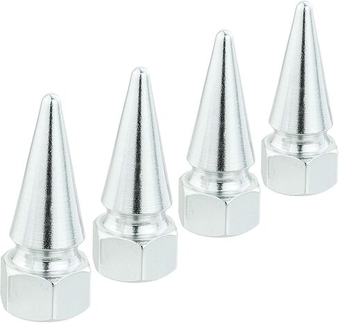 أغطية صمامات Lunsom Spike لإطارات الهواء وغطاء حافة حافة ملحقات الألومنيوم تناسب معظم المركبات والشاحنات والدراجات النارية (4 قطع فضية) in Saudi Arabia