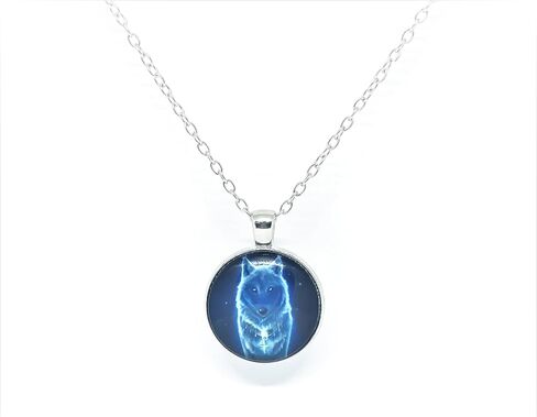 Glow in the dark wolf necklace glowing pendant resin necklace unique pendant blue wolf necklace glow in the dark green in Saudi Arabia