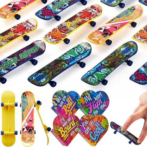 JOYIN 28 Packs Valentines Day Finger Skateboards with Heart Boxes, Valentine Party Favor, Gift Stress Relief Toys, Valentine's Classroom Exchange Gifts, Holiday Reward Gifts, Finger Skateboard Toys in Saudi Arabia
