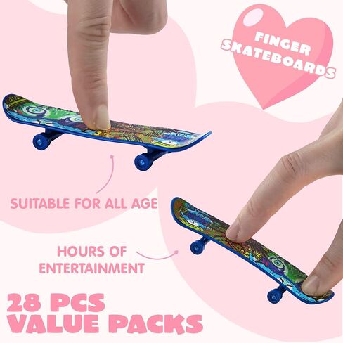 JOYIN 28 Packs Valentines Day Finger Skateboards with Heart Boxes, Valentine Party Favor, Gift Stress Relief Toys, Valentine's Classroom Exchange Gifts, Holiday Reward Gifts, Finger Skateboard Toys in Saudi Arabia