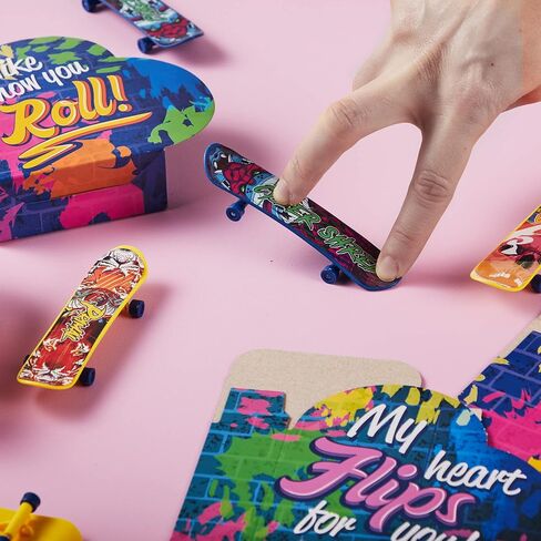 JOYIN 28 Packs Valentines Day Finger Skateboards with Heart Boxes, Valentine Party Favor, Gift Stress Relief Toys, Valentine's Classroom Exchange Gifts, Holiday Reward Gifts, Finger Skateboard Toys in Saudi Arabia