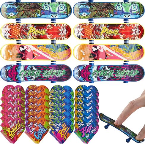 JOYIN 28 Packs Valentines Day Finger Skateboards with Heart Boxes, Valentine Party Favor, Gift Stress Relief Toys, Valentine's Classroom Exchange Gifts, Holiday Reward Gifts, Finger Skateboard Toys in Saudi Arabia