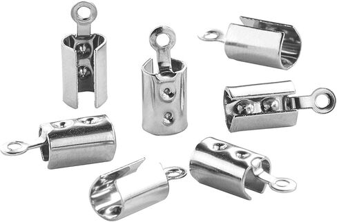 DanLingJewelry 200Pcs 304 Stainless Steel Fold Over Crimp Cord Ends Leather Ribbon Ending Clasp Tips End Clamp Jewelry Connector Components 10.5x5mm in Saudi Arabia