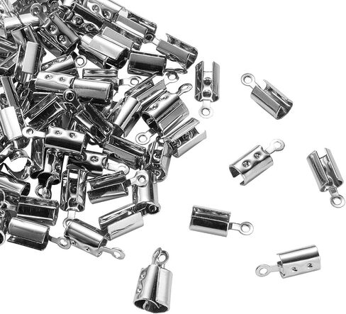 DanLingJewelry 200Pcs 304 Stainless Steel Fold Over Crimp Cord Ends Leather Ribbon Ending Clasp Tips End Clamp Jewelry Connector Components 10.5x5mm in Saudi Arabia