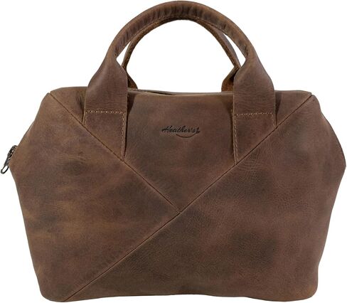 Heather's, Rectangular Purse with Zipper Closure for Women, Rustic Handbag, Travel Bag, Great for Makeup, Full Grain Leather, Handmade, Bourbon Brown in Kuwait