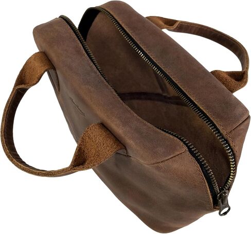 Heather's, Rectangular Purse with Zipper Closure for Women, Rustic Handbag, Travel Bag, Great for Makeup, Full Grain Leather, Handmade, Bourbon Brown in Kuwait