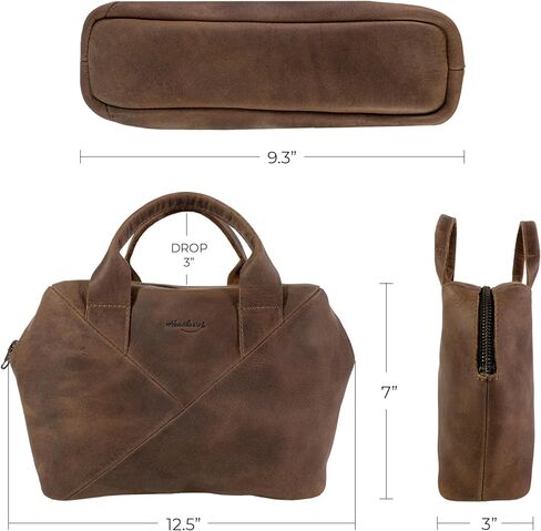 Heather's, Rectangular Purse with Zipper Closure for Women, Rustic Handbag, Travel Bag, Great for Makeup, Full Grain Leather, Handmade, Bourbon Brown in Kuwait