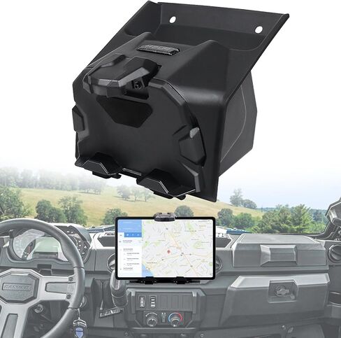 جهاز إلكتروني متوافق مع 2018-2024 Polaris Ranger XP 1000 Crew Diesel Accessories جهاز إلكتروني للهاتف اللوحي GPS حامل مع صندوق تخزين منظم in Kuwait