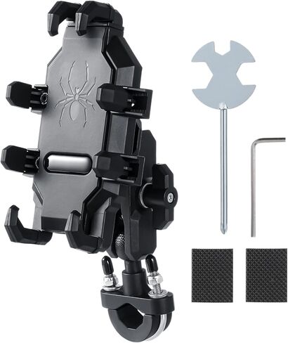 Aluminum Motorcycle Bike Phone Mount, Anti-Shake Motorcycle Phone Holder with Vibration Dampeners, Adjustable Handlebar Cellphone Bracket for Bikes, Scooters, Fit 4.7-7.2" Phones in Kuwait