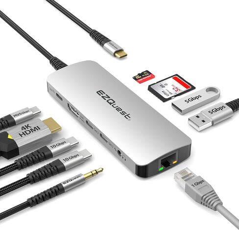 EZQuest USB C Hub Docking Station 8 in 1 with 4K HDMI, 1 Gbit Ethernet, 3 USB A 3.0 Ports, 1 USB-C PD/Data, SD/Micro SD for Work and Travel, Compatible with MacBook/Dell/HP/Lenovo/Laptops in Saudi Arabia