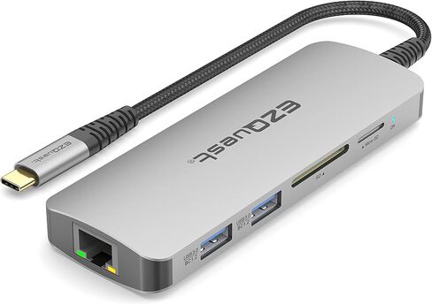 EZQuest USB C Hub Docking Station 8 in 1 with 4K HDMI, 1 Gbit Ethernet, 3 USB A 3.0 Ports, 1 USB-C PD/Data, SD/Micro SD for Work and Travel, Compatible with MacBook/Dell/HP/Lenovo/Laptops in Saudi Arabia