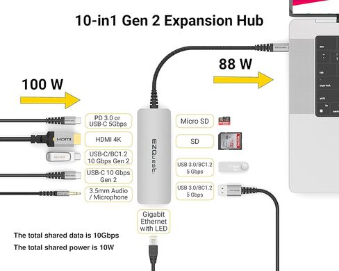 EZQuest USB C Hub Docking Station 8 in 1 with 4K HDMI, 1 Gbit Ethernet, 3 USB A 3.0 Ports, 1 USB-C PD/Data, SD/Micro SD for Work and Travel, Compatible with MacBook/Dell/HP/Lenovo/Laptops in Saudi Arabia