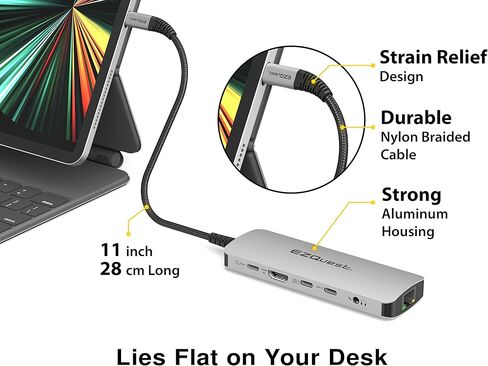 EZQuest USB C Hub Docking Station 8 in 1 with 4K HDMI, 1 Gbit Ethernet, 3 USB A 3.0 Ports, 1 USB-C PD/Data, SD/Micro SD for Work and Travel, Compatible with MacBook/Dell/HP/Lenovo/Laptops in Saudi Arabia