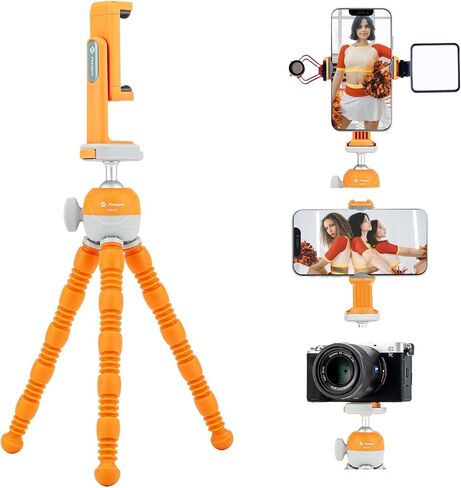 Fotopro Flexible Tripod, Mini Camera Tripod Phone Tripod with Cold Shoe Phone Holder 360 Ball Head, Selfie Stick for Video Recording Vlogging Live Streaming, UFO3 Black in Saudi Arabia