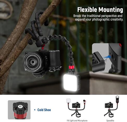 NEEWER Phone Vlog Kit، حامل ثلاثي مرن T91 مع ميكروفون CM14 PRO، ضوء PL81، أذرع تمديد، حامل هاتف، مصراع عن بعد، حامل كاميرا الحركة متوافق مع GoPro iPhone 15 14 13، الحد الأقصى للحمل: 4.4 رطل/2 كجم in Saudi Arabia