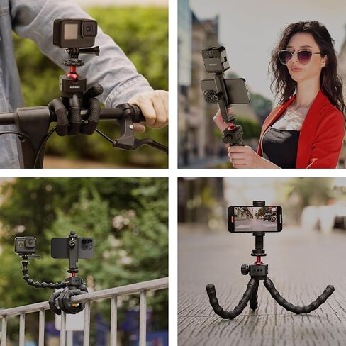 NEEWER Phone Vlog Kit، حامل ثلاثي مرن T91 مع ميكروفون CM14 PRO، ضوء PL81، أذرع تمديد، حامل هاتف، مصراع عن بعد، حامل كاميرا الحركة متوافق مع GoPro iPhone 15 14 13، الحد الأقصى للحمل: 4.4 رطل/2 كجم in Saudi Arabia