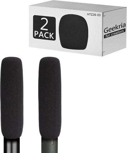 Geekria for Creators Foam Windscreen for 3/4'' Diameter Microphones, Antipop Foam Cover, Mic Wind Cover, Sponge Foam Filter Compatible with Audio-Technica AT897, BOYA BY-BM6060 (6 Inch / 2 Pack) in Saudi Arabia