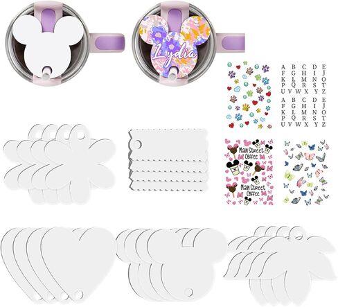 20 قطعة لوحة اسم التسامي الفراغات الاكريليك + 4 أوراق الأشعة فوق البنفسجية DTF كأس التفاف نقل لستانلي 40 أوقية، فراغات التسامي لوحة اسم DIY شخصية اسم التسامي الملحقات العلامة in Kuwait