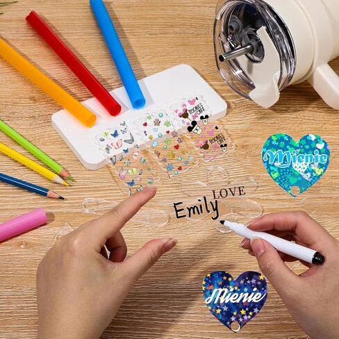 20 قطعة لوحة اسم التسامي الفراغات الاكريليك + 4 أوراق الأشعة فوق البنفسجية DTF كأس التفاف نقل لستانلي 40 أوقية، فراغات التسامي لوحة اسم DIY شخصية اسم التسامي الملحقات العلامة in Kuwait