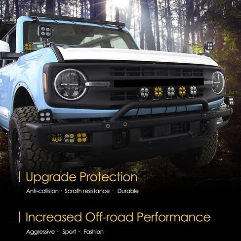 SNA Bull Bar متوافق مع Bronco 2021+ 2/4-Door (مع مصد أمامي فولاذي معياري فقط) واقي فرشاة ممتص للصدمات بعرض كامل ملحقات حماية الشواية على الطرق الوعرة باللون الأسود (SnAF-F1007) in Kuwait