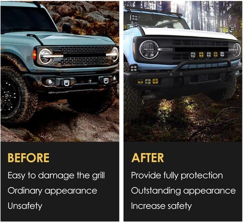 SNA Bull Bar متوافق مع Bronco 2021+ 2/4-Door (مع مصد أمامي فولاذي معياري فقط) واقي فرشاة ممتص للصدمات بعرض كامل ملحقات حماية الشواية على الطرق الوعرة باللون الأسود (SnAF-F1007) in Kuwait