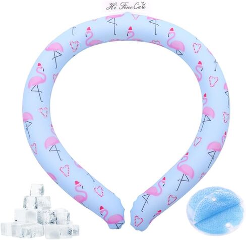 Neck Cooling Tube, Neck Cooler Ring, Wearable Cooling Neck Wraps, Reusable Neck Cooler, Heat Cooling Cold Pack, Summer Heat Relief for Hot Flashes and Fever (Blue Stripe) in Saudi Arabia
