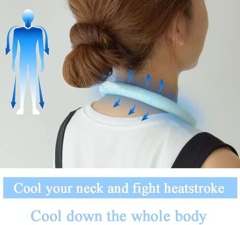 Neck Cooling Tube, Neck Cooler Ring, Wearable Cooling Neck Wraps, Reusable Neck Cooler, Heat Cooling Cold Pack, Summer Heat Relief for Hot Flashes and Fever (Blue Stripe) in Saudi Arabia