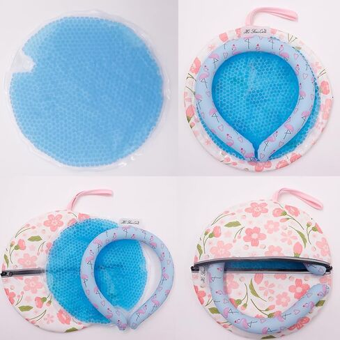 Neck Cooling Tube, Neck Cooler Ring, Wearable Cooling Neck Wraps, Reusable Neck Cooler, Heat Cooling Cold Pack, Summer Heat Relief for Hot Flashes and Fever (Blue Stripe) in Saudi Arabia