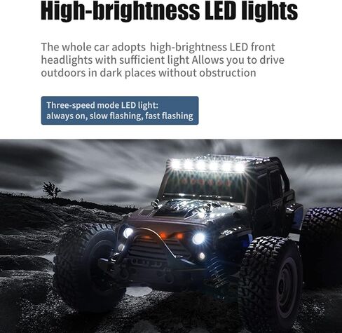 GoolRC 16103 RC Cars, 1:16 Scale Remote Control Car, 4WD High Speed Off Road RC Truck, 2.4Ghz All Terrains RC Rock Crawler with LED Light, Electric Toys Vehicle for Kids and Adults (White) in Saudi Arabia
