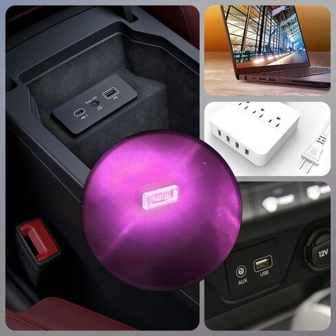 4 قطع مصباح LED USB صغير للسيارة، مصابيح تزيين داخلية عالمية، ضوء ليلي للسيارة، ضوء تزيين LED صغير، إضاءة محيطة LED ليلية للسيارة مناسبة لمعظم السيارات (وردي أرجواني) in Saudi Arabia