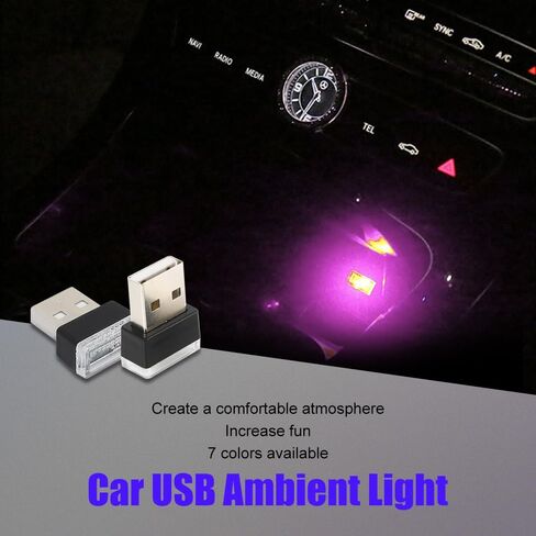 4 قطع مصباح LED USB صغير للسيارة، مصابيح تزيين داخلية عالمية، ضوء ليلي للسيارة، ضوء تزيين LED صغير، إضاءة محيطة LED ليلية للسيارة مناسبة لمعظم السيارات (وردي أرجواني) in Saudi Arabia
