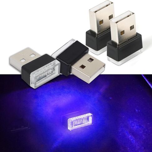 4 قطع مصباح LED USB صغير للسيارة، مصابيح تزيين داخلية عالمية، ضوء ليلي للسيارة، ضوء تزيين LED صغير، إضاءة محيطة LED ليلية للسيارة مناسبة لمعظم السيارات (وردي أرجواني) in Saudi Arabia