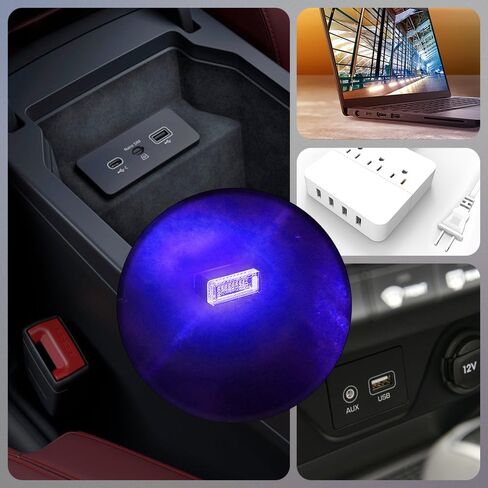 4 قطع مصباح LED USB صغير للسيارة، مصابيح تزيين داخلية عالمية، ضوء ليلي للسيارة، ضوء تزيين LED صغير، إضاءة محيطة LED ليلية للسيارة مناسبة لمعظم السيارات (وردي أرجواني) in Saudi Arabia
