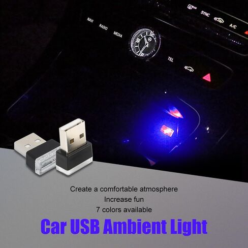 4 قطع مصباح LED USB صغير للسيارة، مصابيح تزيين داخلية عالمية، ضوء ليلي للسيارة، ضوء تزيين LED صغير، إضاءة محيطة LED ليلية للسيارة مناسبة لمعظم السيارات (وردي أرجواني) in Saudi Arabia