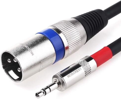 MOBOREST XLR إلى 3.5 مم كابل ميكروفون XLR سبليتر، XLR ذكر إلى 3.5 مم 1/8 ذكر TRS ستيريو صغير جاك AUX كابل توصيل سلك صوت ميكروفون (1.6 قدم) in Kuwait