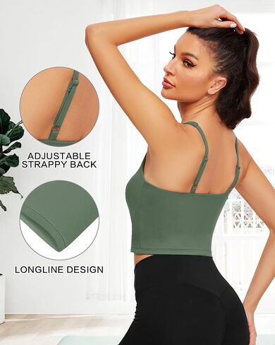 WOWENY Longline Sports Bras for Women Square Neck Workout Crop Tank Tops Padded with Built in Bras Fitness Yoga Gym Tops in Saudi Arabia