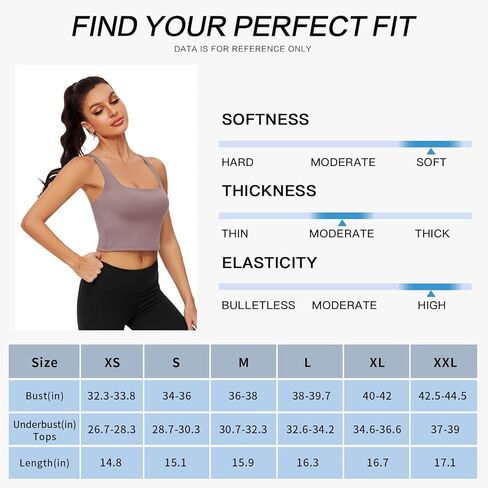 WOWENY Longline Sports Bras for Women Square Neck Workout Crop Tank Tops Padded with Built in Bras Fitness Yoga Gym Tops in Saudi Arabia