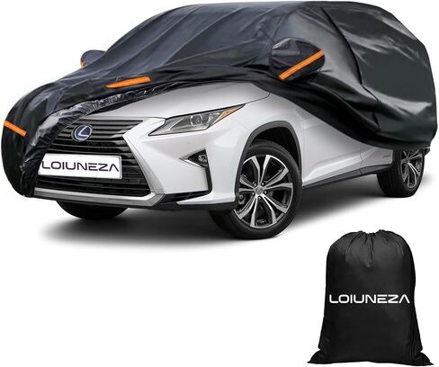 Car Cover Waterproof All Weather for Lexus LX, 6 Layers SUV Full Exterior Covers Sun Rain Protection UV Protection with Zipper Door & Windproof Bands, Mirror Pocket for Snow Rain Dust Hail Protection in Saudi Arabia
