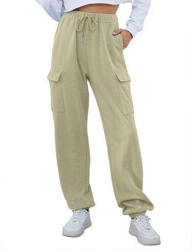 Women’s High Waist Cargo Sweatpants Casual Cinch Bottom Jogger Pants Loose Drawstring Tapered Trousers with Pockets in Saudi Arabia