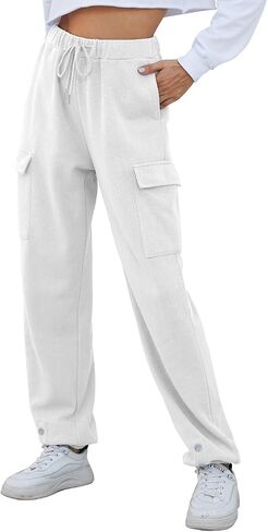 Women’s High Waist Cargo Sweatpants Casual Cinch Bottom Jogger Pants Loose Drawstring Tapered Trousers with Pockets in Saudi Arabia