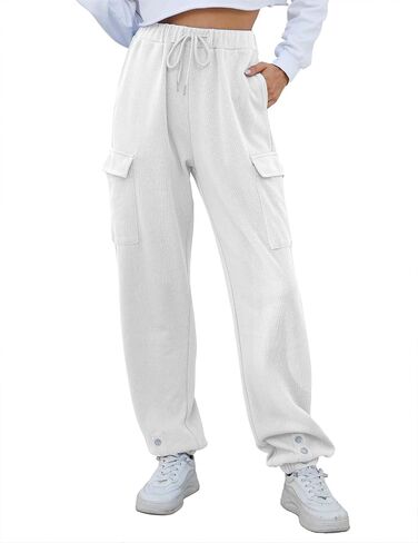 Women’s High Waist Cargo Sweatpants Casual Cinch Bottom Jogger Pants Loose Drawstring Tapered Trousers with Pockets in Saudi Arabia