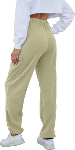 Women’s High Waist Cargo Sweatpants Casual Cinch Bottom Jogger Pants Loose Drawstring Tapered Trousers with Pockets in Saudi Arabia