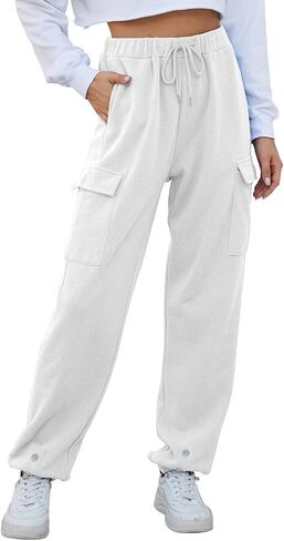 Women’s High Waist Cargo Sweatpants Casual Cinch Bottom Jogger Pants Loose Drawstring Tapered Trousers with Pockets in Saudi Arabia